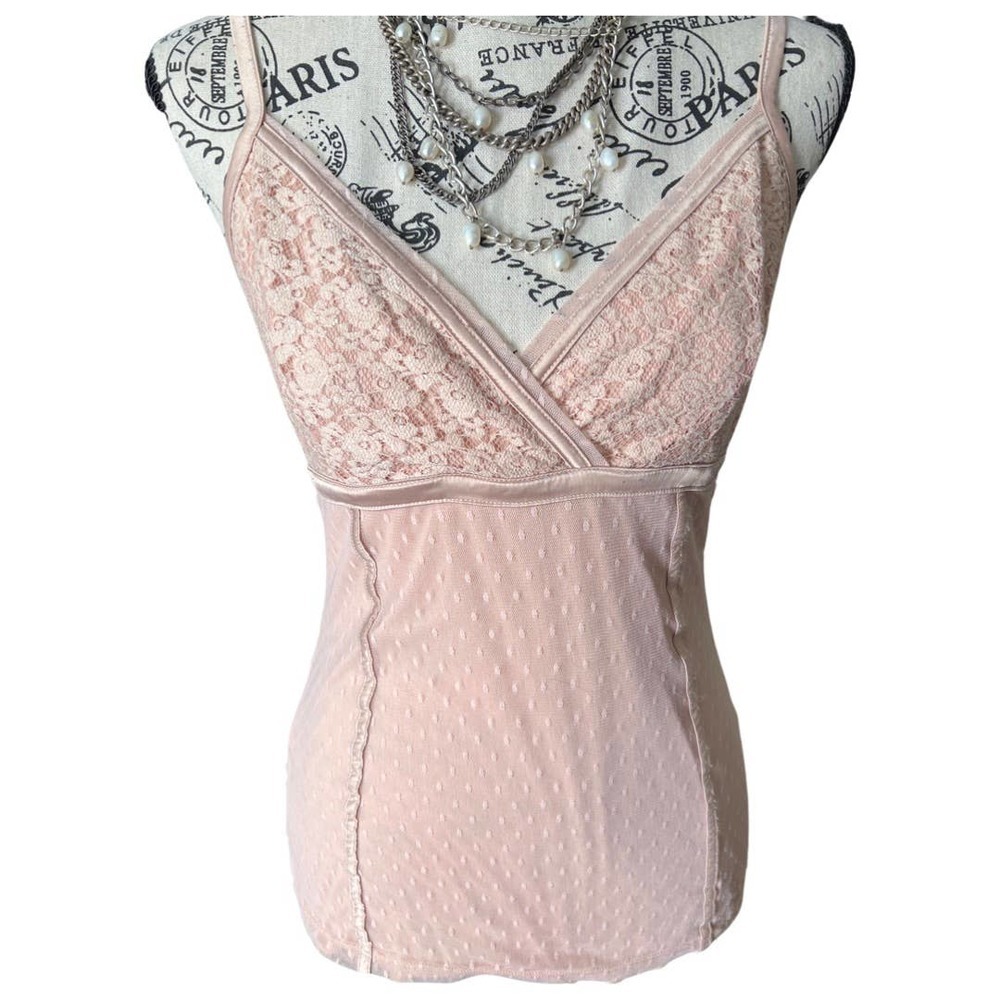 VINTAGE Express BOHO Sheer Top Cami Blush Coachella M